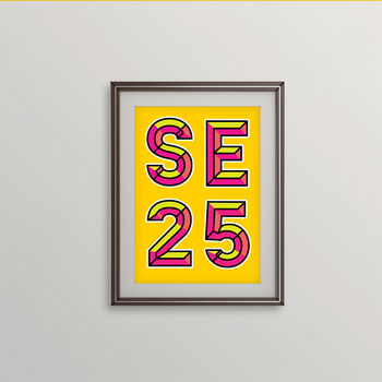 Se25 South Norwood Postcode Neon Typography Print, 3 of 4