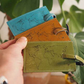 Personalised Leather Luggage Tag With World Map, 3 of 12