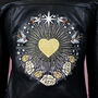 Gold Celestial Love Embroidered Bridal Leather Jacket, thumbnail 4 of 9