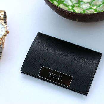 Personalised Black Leatherette Business Card Holder, 3 of 5