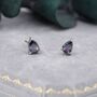 Sterling Silver Mystic Black Droplet Stud Earrings, thumbnail 1 of 9