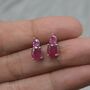 Ruby Silver Stud Earrings, July Birthstone Jewelry, thumbnail 4 of 8