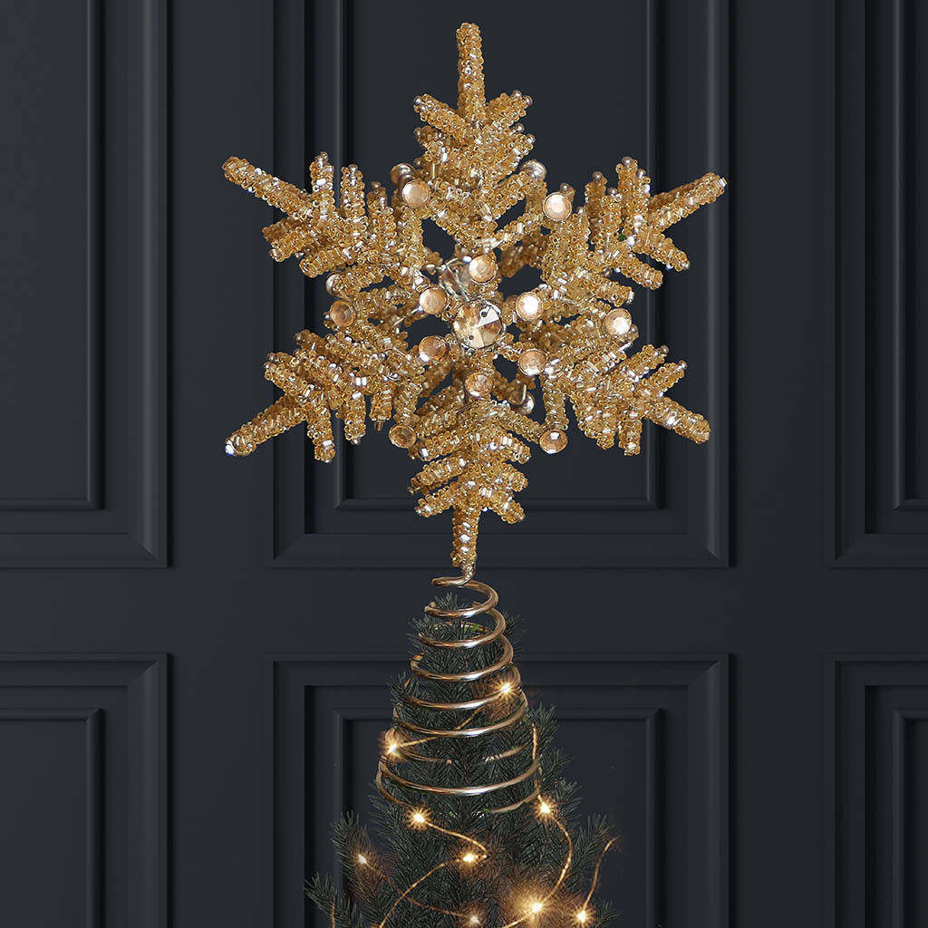 Champagne Gold Snowflake Christmas Tree Topper, 1 of 8