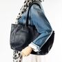 Navy Soft Leather Lined Large Work Tote Shopper, thumbnail 2 of 11