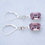 Light Amethyst And Clear Crystal Leverback Earrings, thumbnail 2 of 4