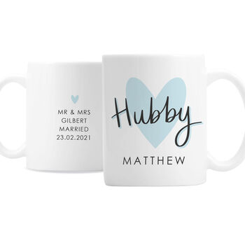 Personalised Hubby And Wifey Ceramic Mug Set, 5 of 6
