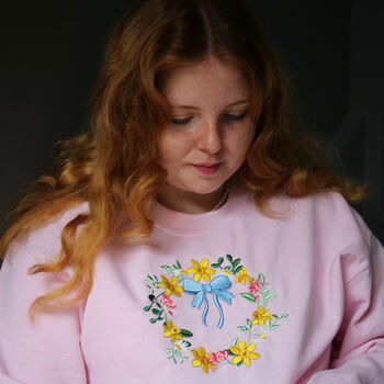 Spring Embroidered Wreath Sweater, 2 of 8