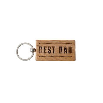 Dapper Chap 'Best Dad' Rectangular Oak Keyring, 2 of 4