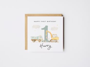 Personalised 3rd Birthday Card Diggers/Truck *Age Options, 2 of 7