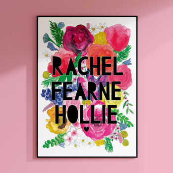 Watercolour Florals Personalised Family Print, 4 of 7