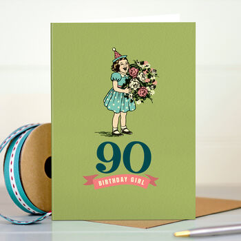 ‘90 Birthday Girl’ 90th Milestone Birthday Card, 3 of 4