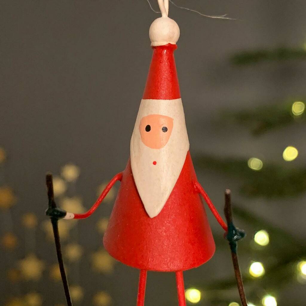 Skiing Santa Hanging Christmas Decoration By Nest | notonthehighstreet.com