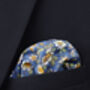 Wedding 100% Cotton Floral Print Tie In Blue And Yellow, thumbnail 2 of 9
