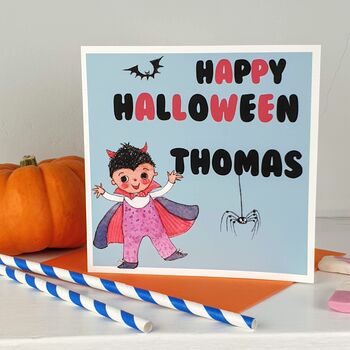 Little Devil Personalised Halloween Card, 2 of 5