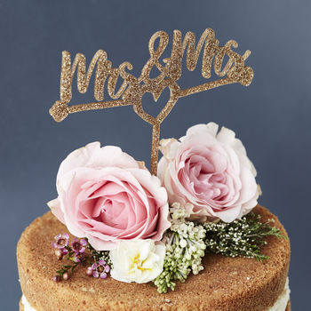 Mrs And Mrs Heart Wedding Cake Topper, 5 of 5