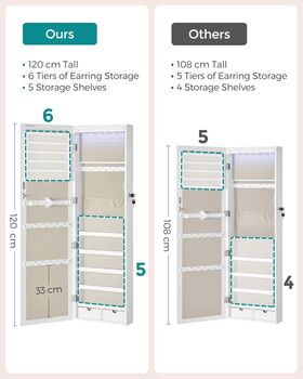 Wall Mounted Lockable Jewellery Armoire With Mirror, 7 of 9