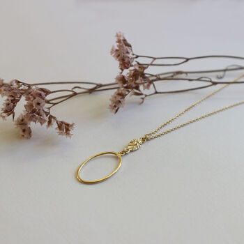 Double Oval Drop Necklace In 22ct Gold Plate, 2 of 6