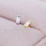 Tiny Baguette Cz Stud Earrings In Sterling Silver, thumbnail 2 of 12