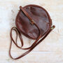 Leather Circle Shoulder Bag, Distressed Brown, thumbnail 2 of 5