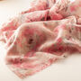 Pink Printed Flower Roses Scarf Lightweight Silver Flecks, thumbnail 3 of 12