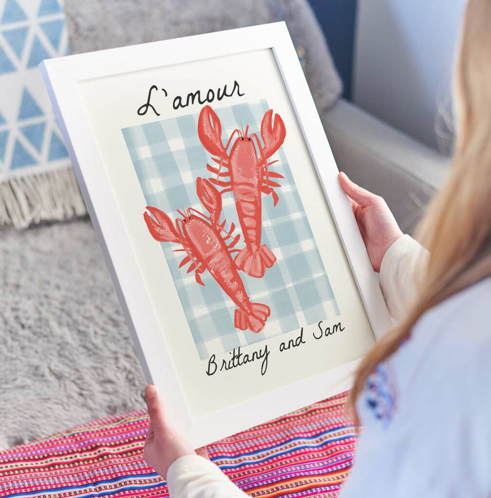 Personalised French Lobster Couples Print, 1 of 3