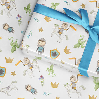 Boys Wrapping Paper Roll Or Folded ~ Prince Knight, 2 of 4
