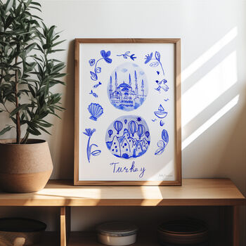 Scenes Of Turkey Blue Tile Inspired Travel Print, 8 of 12