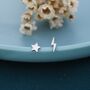 Mismatched Tiny Star And Lightning Bolt Stud Earrings, thumbnail 5 of 9