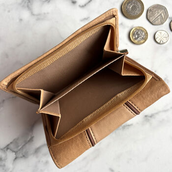 Women's Tan Leather Purse Rfid Secure, 3 of 3