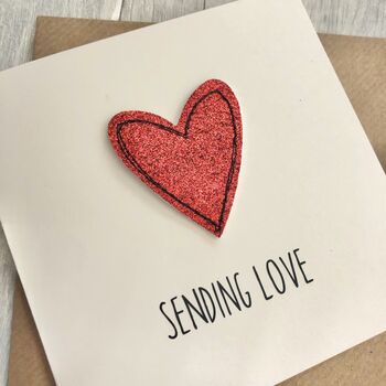 Sending Love Glitter Heart Birthday Card, 2 of 3