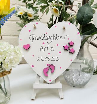 Personalised New Baby Granddaughter Grandson Heart Card, 5 of 7