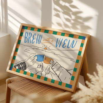 Brew With A View, Tea Poster, Coffee Print, 6 of 9