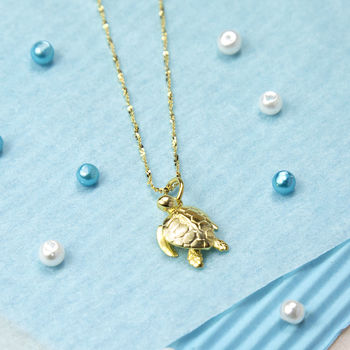Gold Plated Sterling Silver Turtle Necklace, 3 of 4