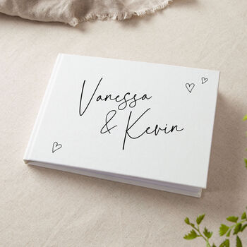 Scattered Hearts Personalised Names Wedding Guest Book, 2 of 3