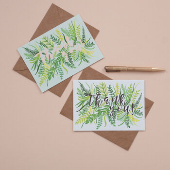 Thank You Notelet Pack Of Eight Foliage Pattern, 7 of 10