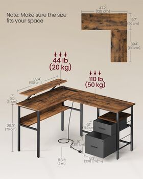 L Shaped Gaming Desk With Power Outlets Monitor Shelf, 12 of 12