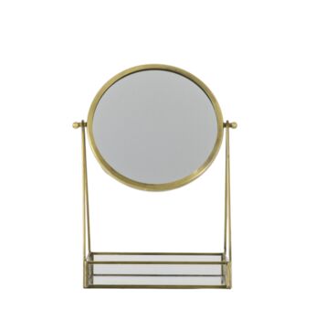 Brass Desk Vanity Mirror With Tray, 2 of 3