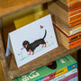 Darcy The Dachshund Illustrated Blank Greeting Card, thumbnail 2 of 10
