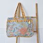 Block Printed Coral Exotic Bouquet Quilted Bag, thumbnail 1 of 4