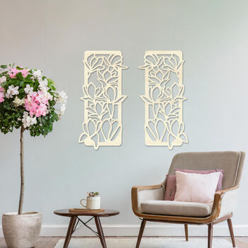 Wooden Leaf Flower Pattern Wall Art Gift For Home Or Hallway, 8 of 9