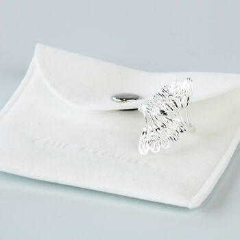 Sterling Silver Fan Design Adjustable Ring, 5 of 6