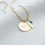 Disc Bar And Birthstone Sterling Silver Slider Necklace, thumbnail 3 of 9