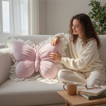 Velvet And Lace Butterfly Cushion, 10 of 10