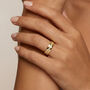 Women's Thick Ring With Stones In 18k Gold, thumbnail 1 of 3