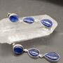 Blue Sapphire Handmade Sterling Silver Drop Earrings, thumbnail 4 of 8