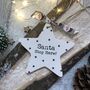 Personalised Ceramic Star 'Santa Stop Here' Decoration, thumbnail 3 of 4