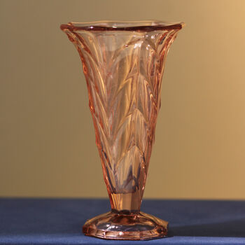 Vintage Mid Century Art Deco Rose Pink Glass Vase, 2 of 4