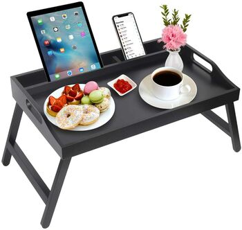 Breakfast In Bed Portable Tray With Phone Tablet Holder, 4 of 5