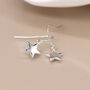 Silver Plated Star Drop Earrings, thumbnail 2 of 3