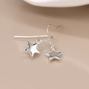 Silver Plated Star Drop Earrings, 2 of 3